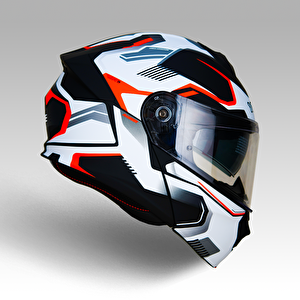 Yohe 935sv Kask Çene Açılır Motosiklet Mat Siyah Beyaz Çift Vizör Uv Bluetooth Yuvalı Ece 22.06 Mips Xlarge