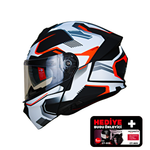 Yohe 935sv Kask Çene Açılır Motosiklet Mat Siyah Beyaz Çift Vizör Uv Bluetooth Yuvalı Ece 22.06 Mips Large