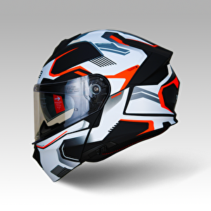 Yohe 935sv Kask Çene Açılır Motosiklet Mat Siyah Beyaz Çift Vizör Uv Bluetooth Yuvalı Ece 22.06 Mips Large
