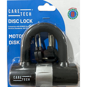 Caretech Ct-369 Disk Kilidi Motosiklet/bisiklet 14mm Çelik Su Dayanıklı 4 Anahtar U Bar Kilit 11.8x12cm