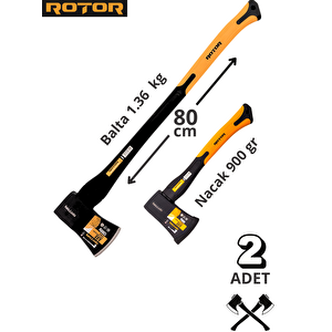 Rotor Fiber Saplı 1360gr+900gr 2’li Balta Nacak Seti