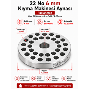 22 No 6 Mm Kıyma Makinesi Aynası Paslanmaz