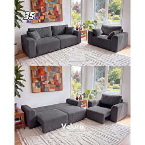 Sora 3+3+1+1 Yataklı Ve Sandıklı Koltuk Takımı - Antrasit Antrasit