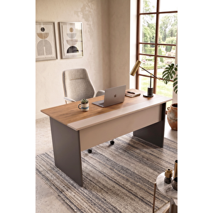 Nexus Ofis Çalışma Masası Bilgisayar Masası Yönetici Masası 147x77 Cm  Sepet-kumsal-antrasit