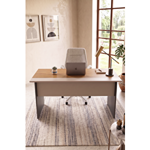 Nexus Ofis Çalışma Masası Bilgisayar Masası Yönetici Masası 147x77 Cm  Sepet-kumsal-antrasit