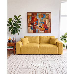 Sora 3+3+3 Yataklı Ve Sandıklı Koltuk Takımı - Sarı Sarı