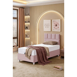 İkili Baza Seti, Monaco Tek Kişilik Baza Başlık Seti - 90x190 cm - Pembe