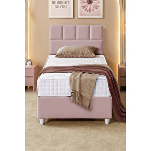 İkili Baza Seti, Monaco Tek Kişilik Baza Başlık Seti - 90x190 cm - Pembe