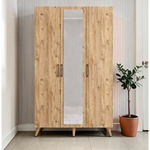 Alara Tamamı Mdf Aynalı Portmanto Vestiyer Ayakkabılık Çam 105 Cm - Montaj Dahil M4