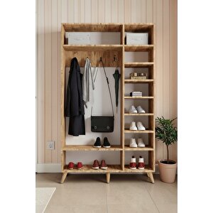 Alara Tamamı Mdf Aynalı Portmanto Vestiyer Ayakkabılık Çam 105 Cm - Montaj Dahil M4