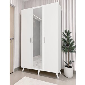 Alara Tamamı Mdf Aynalı Portmanto Vestiyer Ayakkabılık Beyaz 105 Cm - Montaj Dahil M4