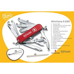 Minichamp 0.6385 Kırmızı İsviçre Çakısı 58mm 18f