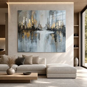 Soyut Şehir Manzarası Cam Tablo 30x40 cm