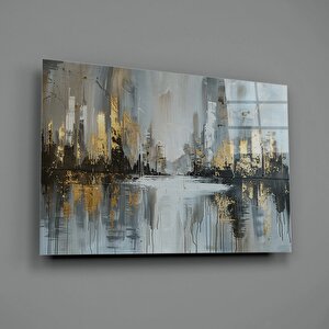 Soyut Şehir Manzarası Cam Tablo 30x40 cm
