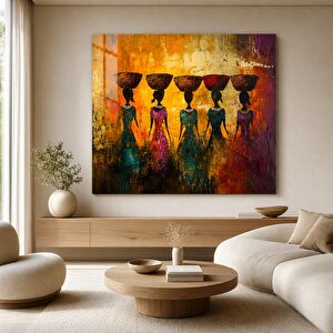 Soyut Afrika Kadınları Cam Tablo 40x60 cm