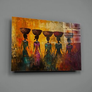 Soyut Afrika Kadınları Cam Tablo 40x60 cm