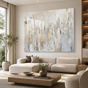 Modern Soyut Şehir Tablosu - Yatay Cam Tablo 60x90 cm