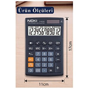 Hesap Makinesi Siyah 11x17 Cm 1 Adet Noki Mc008 12 Haneli Küçük Boy Masaüstü Hesap Makinası Kaliteli Ofis Büro