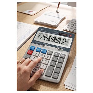 Hesap Makinesi Gri 12x17 Cm 1 Adet Ticon Th-7512 12 Haneli Hafızalı Orta Boy Ofis Büro Masaüstü Hesap Makinası