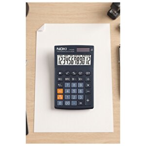 Hesap Makinesi Siyah 11x17 Cm 1 Adet Noki Mc008 12 Haneli Küçük Boy Masaüstü Hesap Makinası Kaliteli Ofis Büro