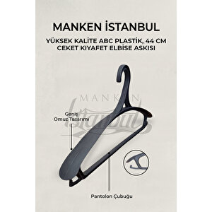 3 Adet  Lüks Siyah Plastik Ceket Askısı Kıyafet Askısı Takım Elbise Askısı Etek Askısı
