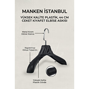 50 Adet Soft Siyah Abs Plastik Askı Ceket Elbise Askısı Kıyafet Askısı Gömlek Askısı