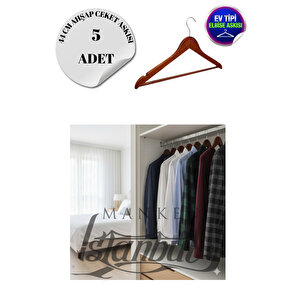 5 Adet Ev Tipi Ahşap 44 Cm Ceket Askısı Takım Elbise Askısı Kıyafet Askısı