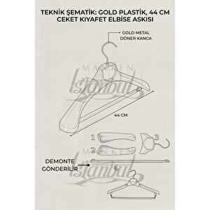 5 Adet A Kalite Gold Kaplama Plastik Ceket Askısı Kıyafet Askısı Takım Elbise Askısı
