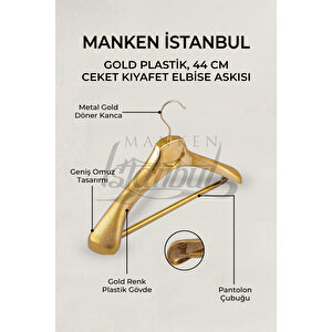 10 Adet Plastik Gold Renk Yüksek Kalite Ceket Askısı,elbise Askısı,takım Elbise Askısı