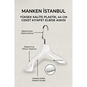 3 Adet  Beyaz Plastik Ceket Askısı Kıyafet Askısı Takım Elbise Askısı