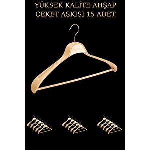 15 Adet Yüksek Kalite 48 Cm Ahşap Askı Ceket Askısı Takım Elbise Askısı Ahşap Elbise Askısı