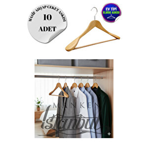 10 Adet Ev Tipi Masif Ahşap 44 Cm Ceket Askısı Takım Elbise Askısı Kıyafet Askısı
