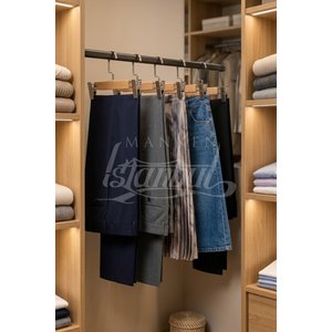 A Kalite 3 Adet Lamine Doğal Ahşap Mandallı Pantolon Askısı Etek Askısı