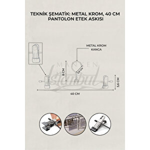 100 Adet Paslanmaz 40 Cm Hareketli Mandallı Metal Etek Askısı Pantolon Askısı Gardırop Askısı