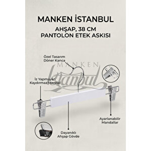 Delüks 50 Adet Ahşap Siyah-beyaz-ceviz Ahşap Mandallı Pantolon Askısı Etek Askısı Elbise Askısı