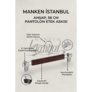Delüks 10 Adet Ahşap Siyah-beyaz-ceviz Ahşap Mandallı Pantolon Askısı Etek Askısı Elbise Askısı