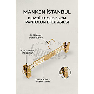 3 Adet Plastik Gold Kaplama Pantolon Askısı Etek Askısı Elbise Askısı