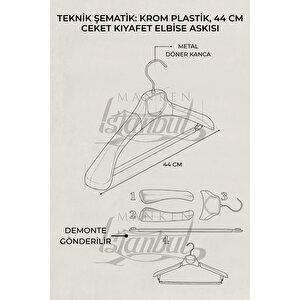 10 Adet A Kalite Gümüş Kaplama Plastik Ceket Askısı Kıyafet Askısı Takım Elbise Askısı