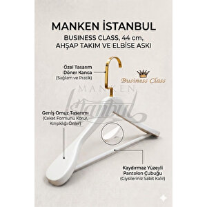 Business Class 5 Adet 44 Cm İtalyan Kanca Masif Ahşap Takım Elbise Askısı Palto Askısı Ceket Askısı