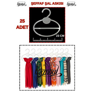 25 Adet ( 23 Cm ) Şeffaf Kristal Şal Askısı–düzenli Ve Estetik Bir Görünüm İçin !