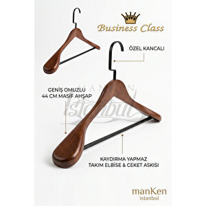 5 Adet Delüks Masif Ceviz Ahşap Ev Ve İş Yeri İçin 44 Cm Ahşap Ceket Askısı - Ahşap Elbise Askısı