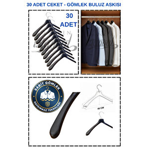 30 Adet Kaydırmaz Abs Plastik Elbise Askısı Ceket Askısı Gömlek Askısı Buluz Askısı Kıyafet Askısı