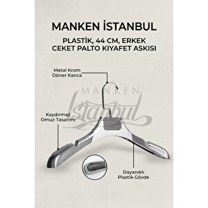 3 Adet  Gümüş Plastik Ceket Askısı Kıyafet Askısı Takım Elbise Askısı