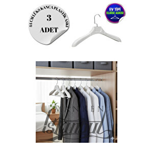 3 Adet Ev Tipi 44 Cm Soft Beyaz Plastik Ceket Askısı Buluz Askısı Elbise Askısı Kıyafet Askısı