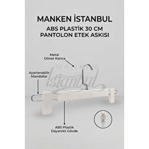 Abs Plastik 3 Adet Yüksek Kalite 30 Cm Pantolon Askısı Etek Askısı Mandallı Askı