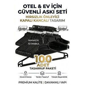 100 Adet Otel Askısı Ev Askısı Güvenli Hırsızlık Önleyici Kapalı Kancalı Askı