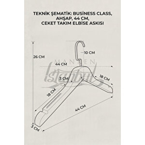 Business Class 15 Adet 44 Cm Gold İtalyan Kanca Masif Ahşap Takım Elbise Askısı Palto Ceket Askısı