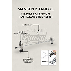 20 Adet Yüksek Kalite Metal Mandallı Krom Kaplama Pantolon Askısı Etek Askısı Çamaşır Askısı