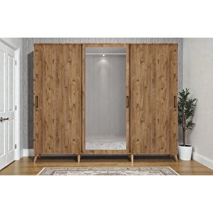 Petek Tamamı Mdf Sürgülü Portmanto Vestiyer Ayakkabılık Çam 180 Cm - Montaj Dahil