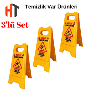 Temizlik Var Baskılı Katlanır Levha 30 X 63 Cm Set3